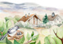 draw cute watercolor kids illustration